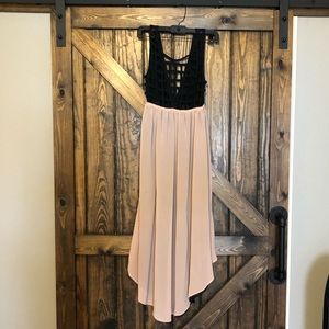 Strappy hi-low Black tan dress NWT